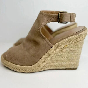 Universal Thread Cayla Microsuede Shield Espadrille Wedge Heel, Size 9.5, Taupe